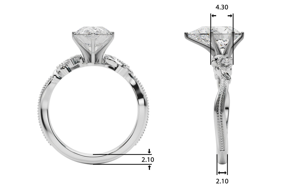 Graceful Center Engagement Ring Oval Diamond Engagement Ring — 9K/18K Gold & Platinum