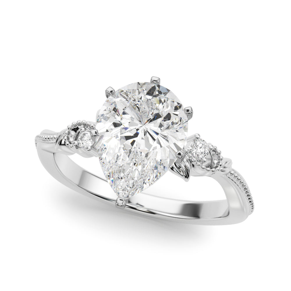 Graceful Center Engagement Ring Oval Diamond Engagement Ring — 9K/18K Gold & Platinum