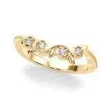 Nature-Inspired Milgrain Half Eternity Ring in Gold & Platinum