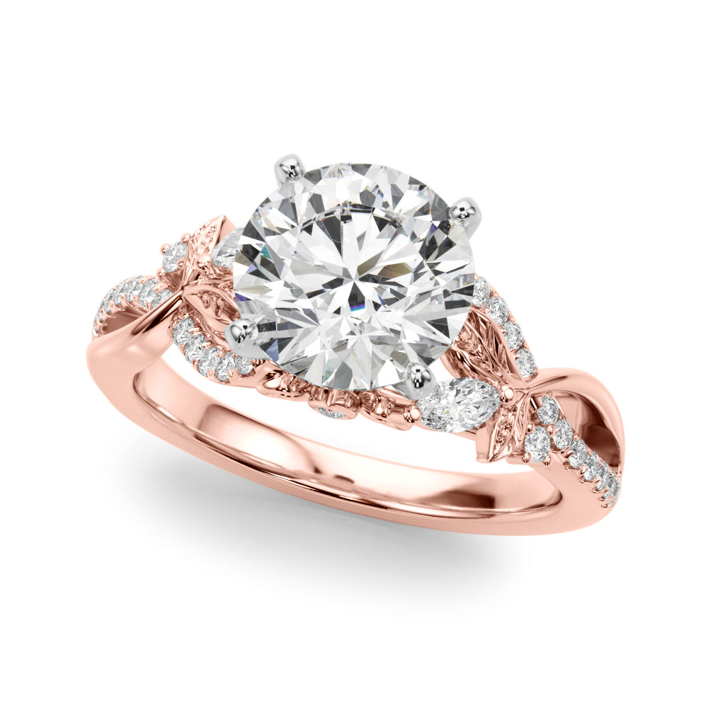 Statement Center Round Diamond Engagement Ring — 9K/18K Gold & Platinum