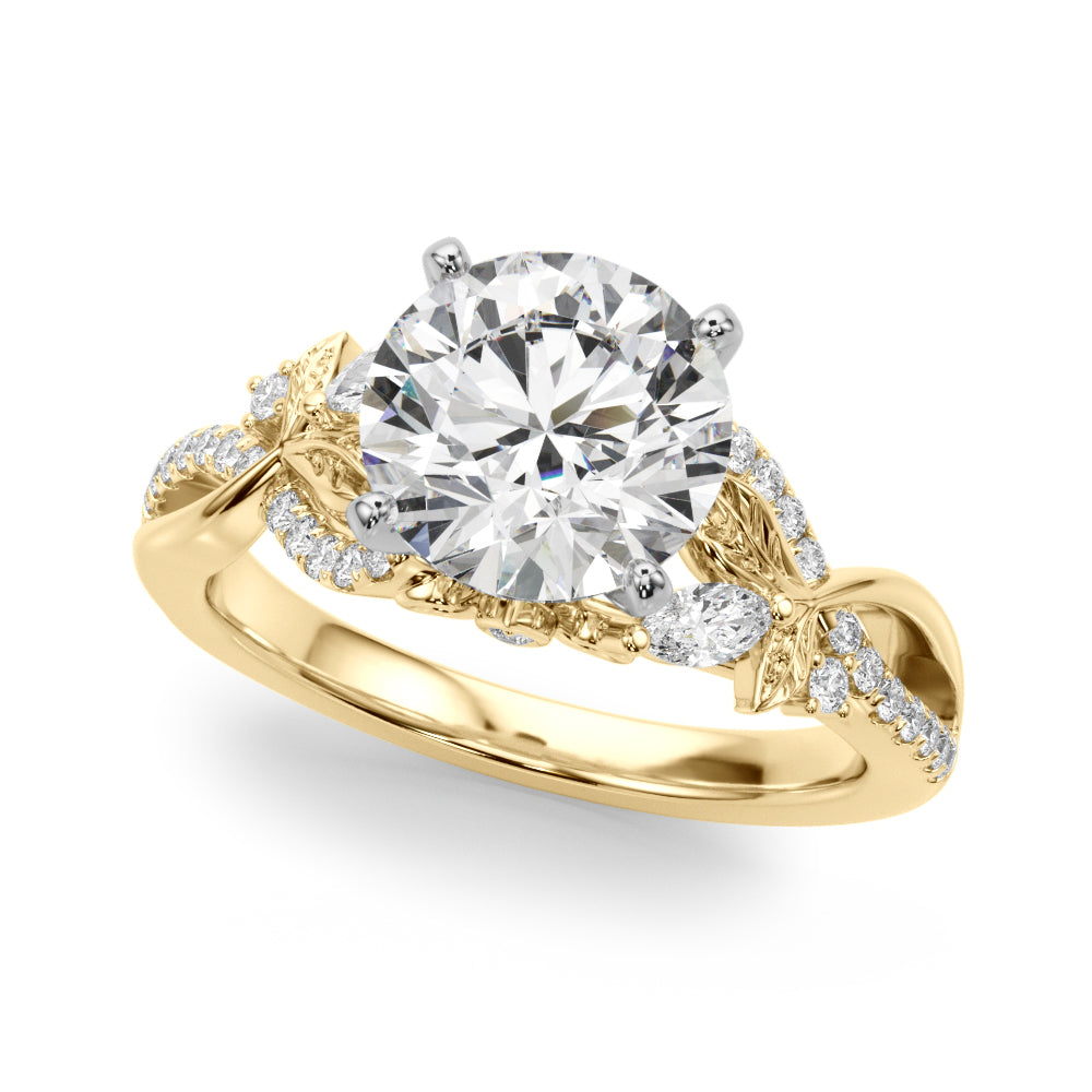 Statement Center Round Diamond Engagement Ring — 9K/18K Gold & Platinum