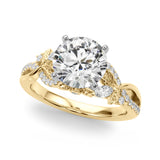 Statement Center Round Diamond Engagement Ring — 9K/18K Gold & Platinum