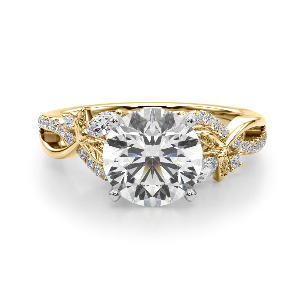 Statement Center Round Diamond Engagement Ring — 9K/18K Gold & Platinum