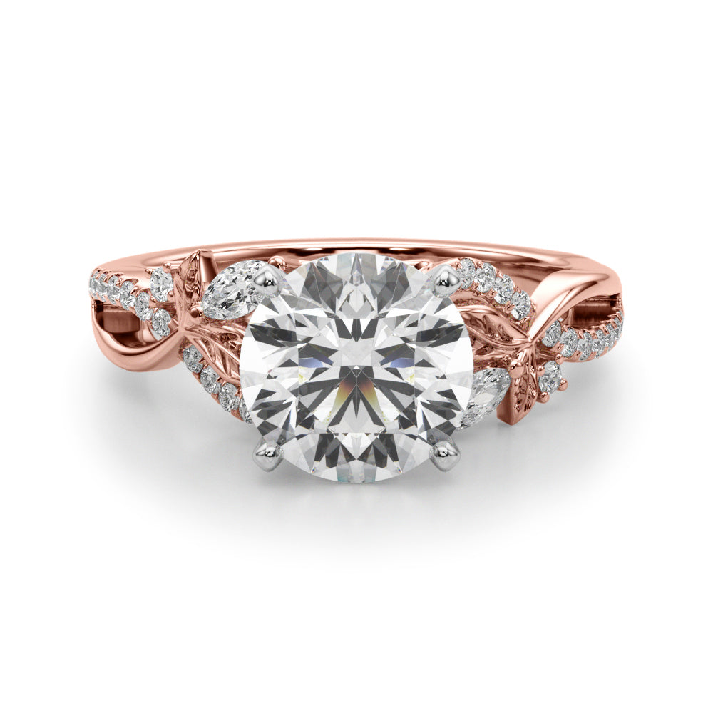 Statement Center Round Diamond Engagement Ring — 9K/18K Gold & Platinum