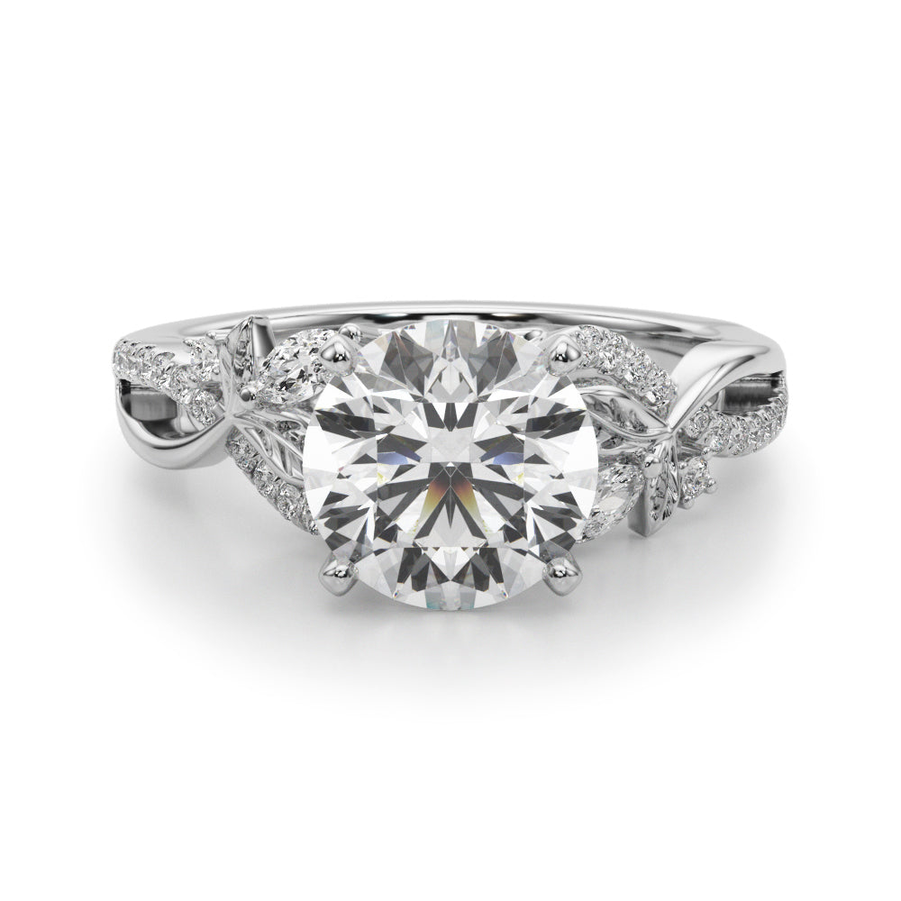 Statement Center Round Diamond Engagement Ring — 9K/18K Gold & Platinum