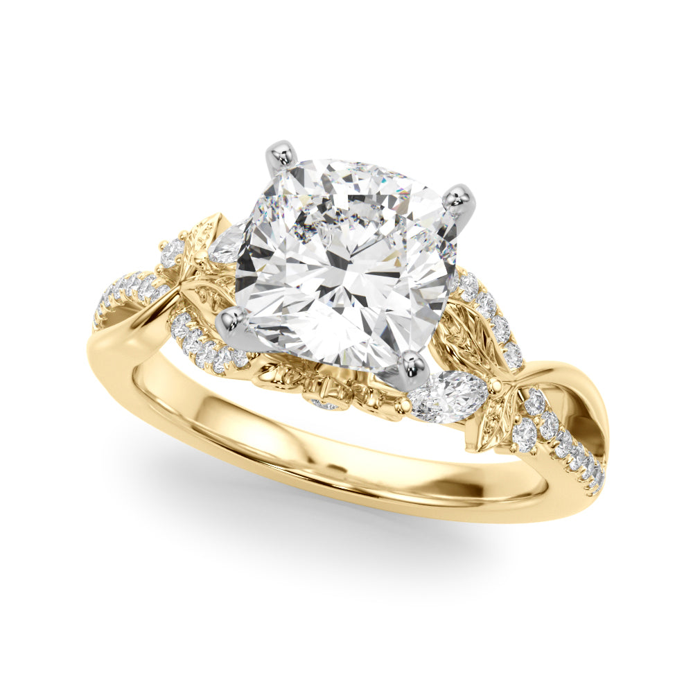 Statement Center Round Diamond Engagement Ring — 9K/18K Gold & Platinum