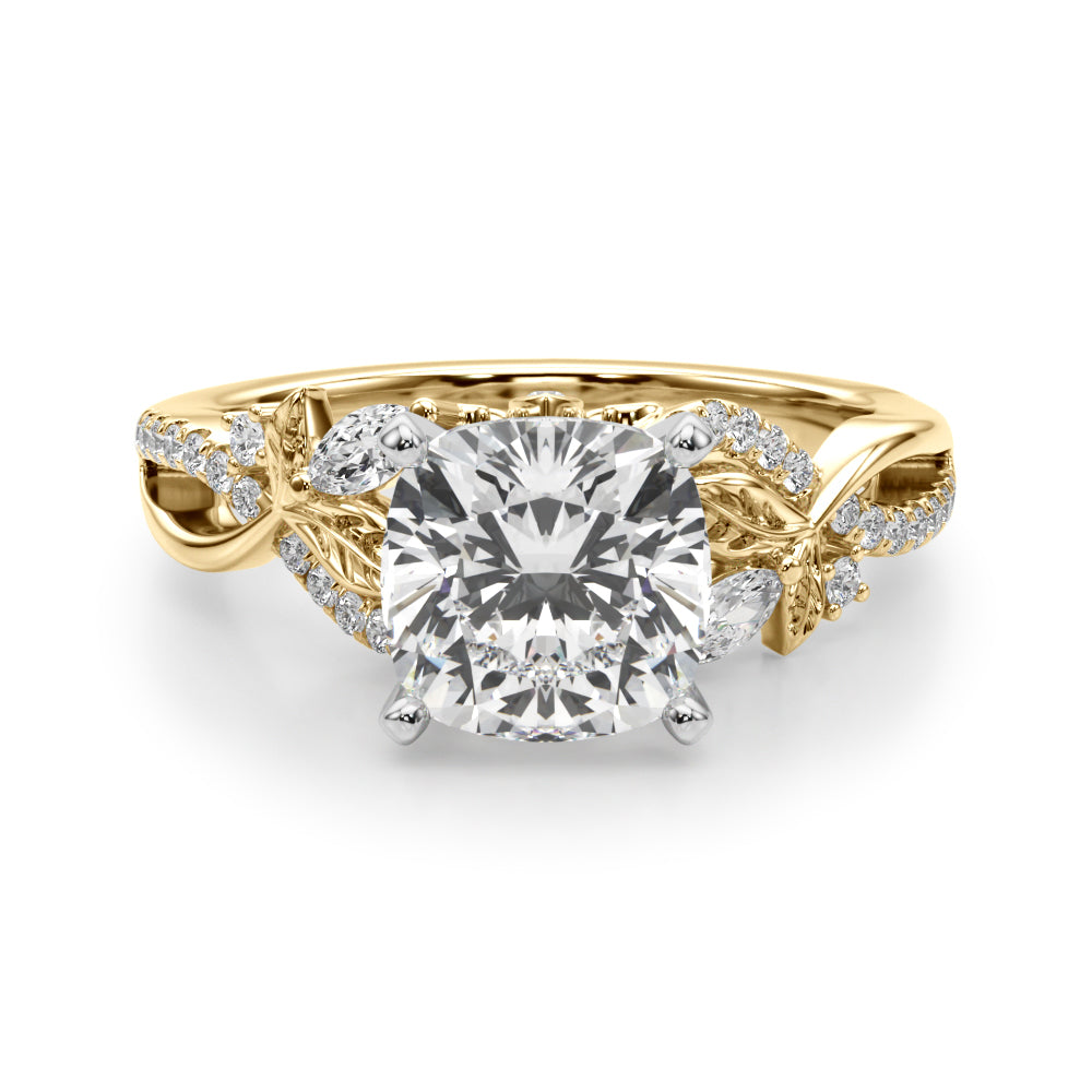 Statement Center Round Diamond Engagement Ring — 9K/18K Gold & Platinum