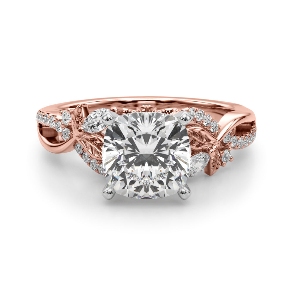 Statement Center Round Diamond Engagement Ring — 9K/18K Gold & Platinum