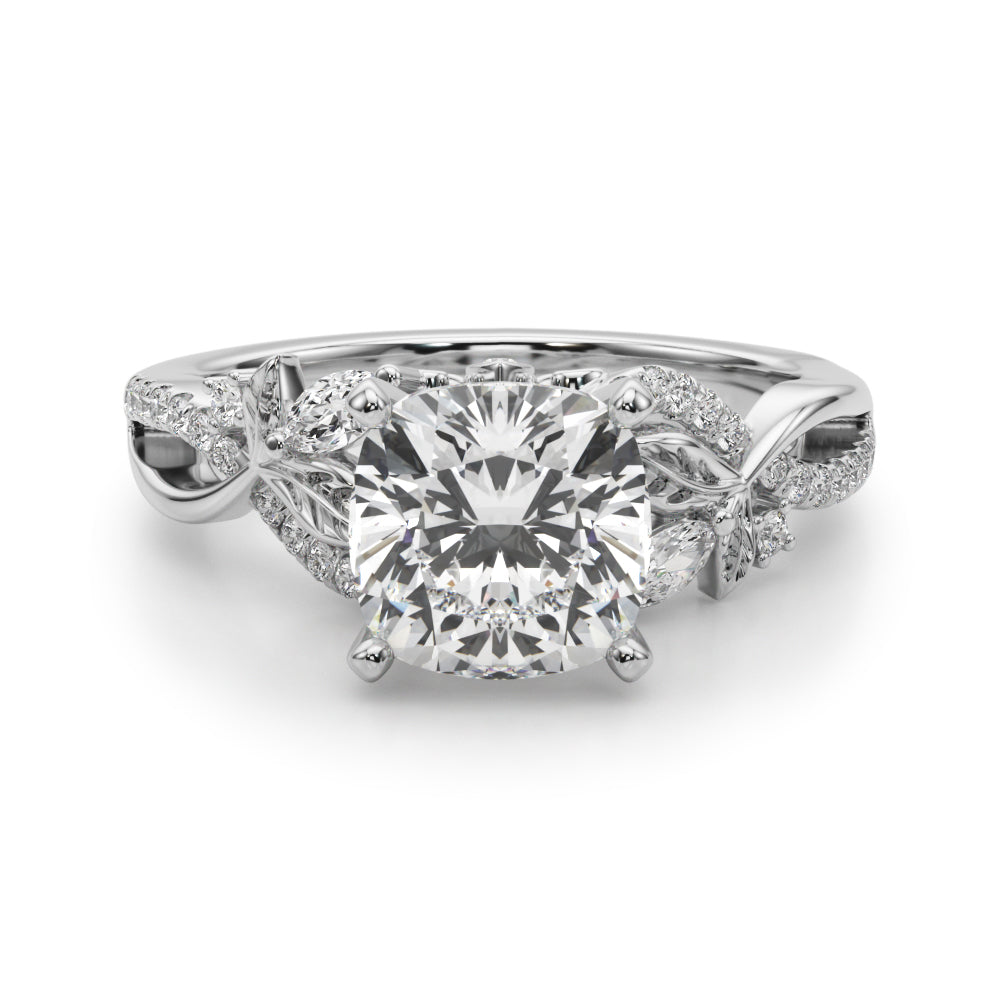 Statement Center Round Diamond Engagement Ring — 9K/18K Gold & Platinum