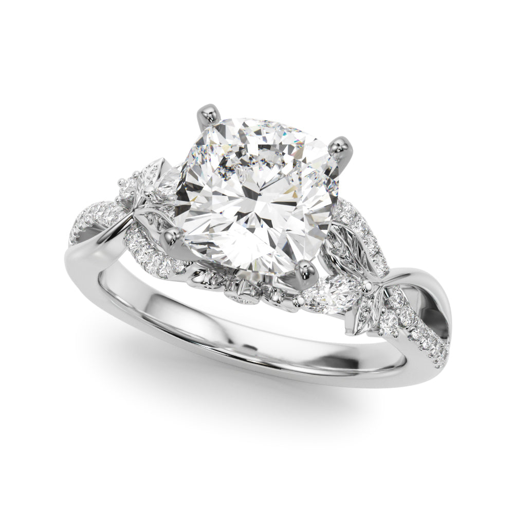 Statement Center Round Diamond Engagement Ring — 9K/18K Gold & Platinum