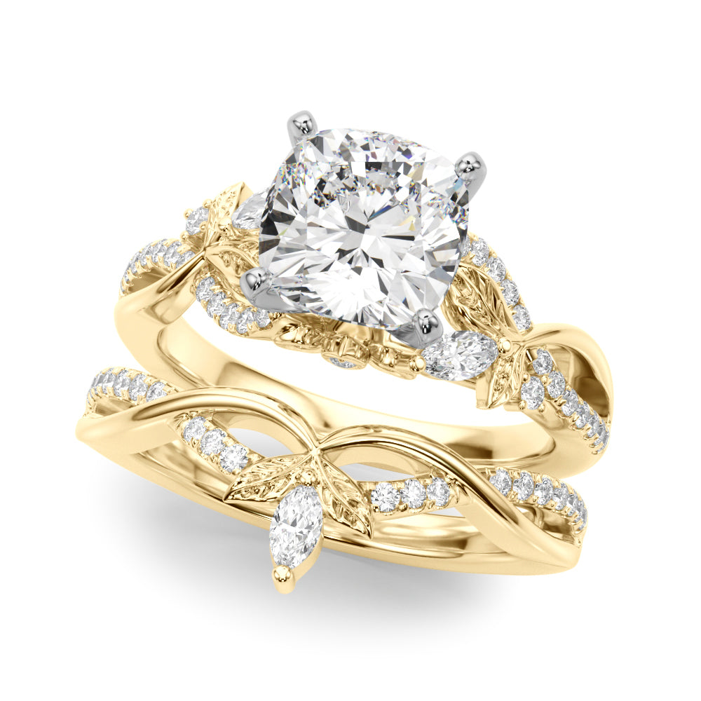 Statement Center Round Diamond Engagement Ring — 9K/18K Gold & Platinum