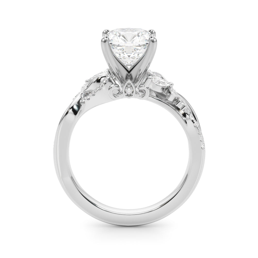 Statement Center Round Diamond Engagement Ring — 9K/18K Gold & Platinum