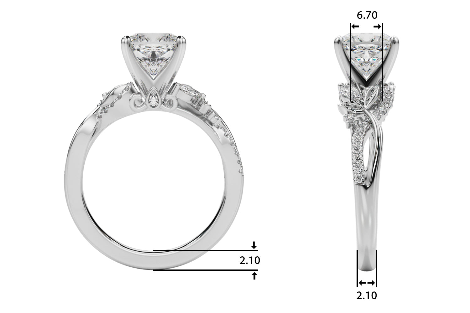 Statement Center Round Diamond Engagement Ring — 9K/18K Gold & Platinum