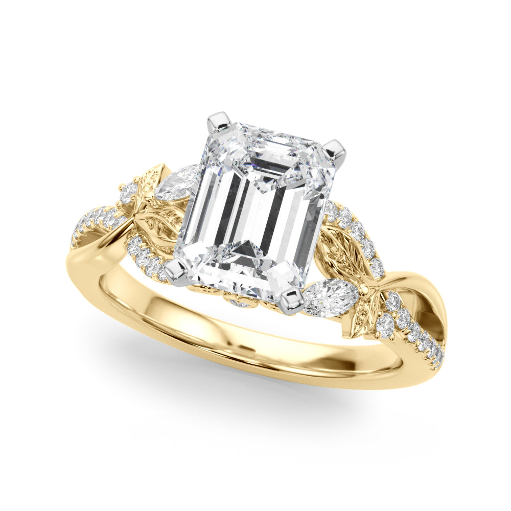 Statement Center Round Diamond Engagement Ring — 9K/18K Gold & Platinum
