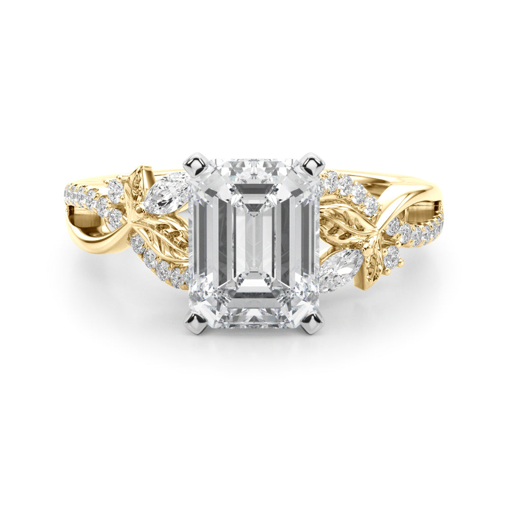 Statement Center Round Diamond Engagement Ring — 9K/18K Gold & Platinum