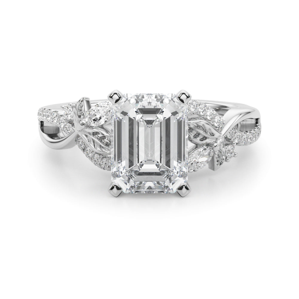 Statement Center Round Diamond Engagement Ring — 9K/18K Gold & Platinum