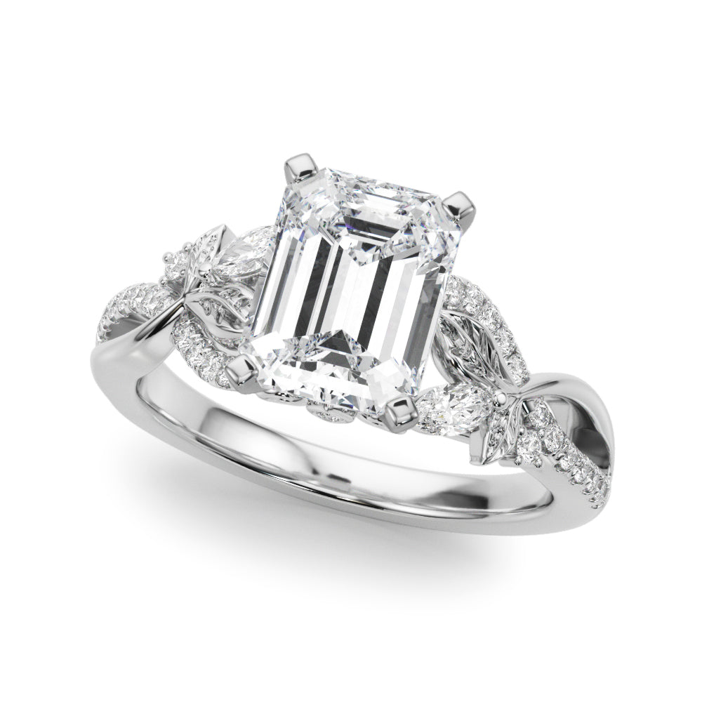 Statement Center Round Diamond Engagement Ring — 9K/18K Gold & Platinum