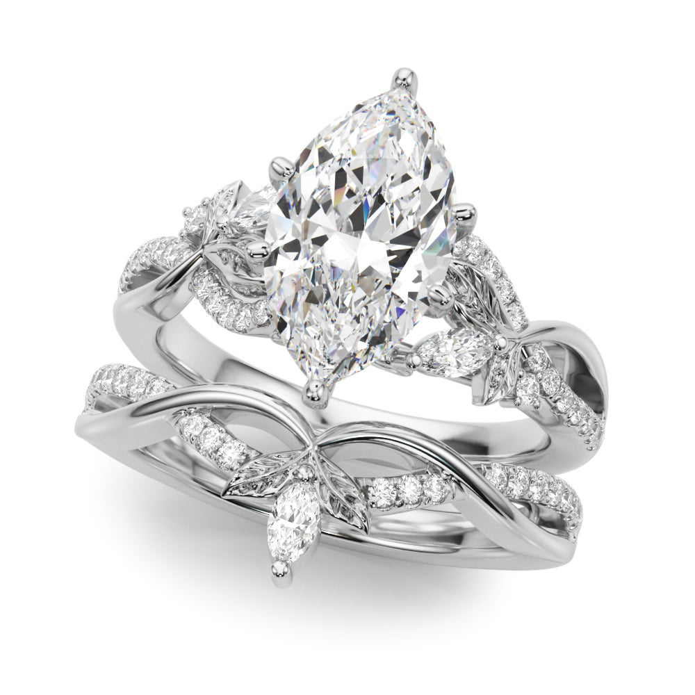 Statement Center Round Diamond Engagement Ring — 9K/18K Gold & Platinum