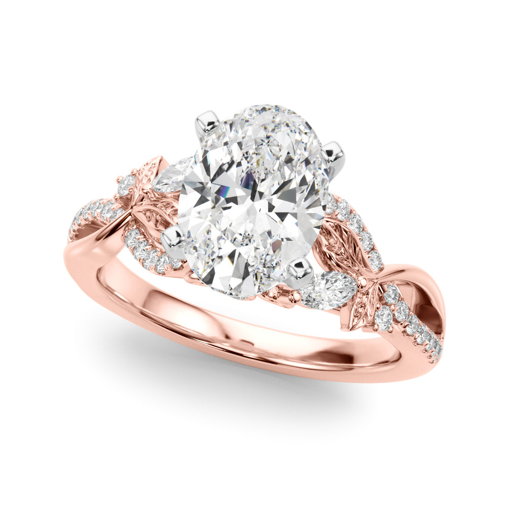 Statement Center Round Diamond Engagement Ring — 9K/18K Gold & Platinum