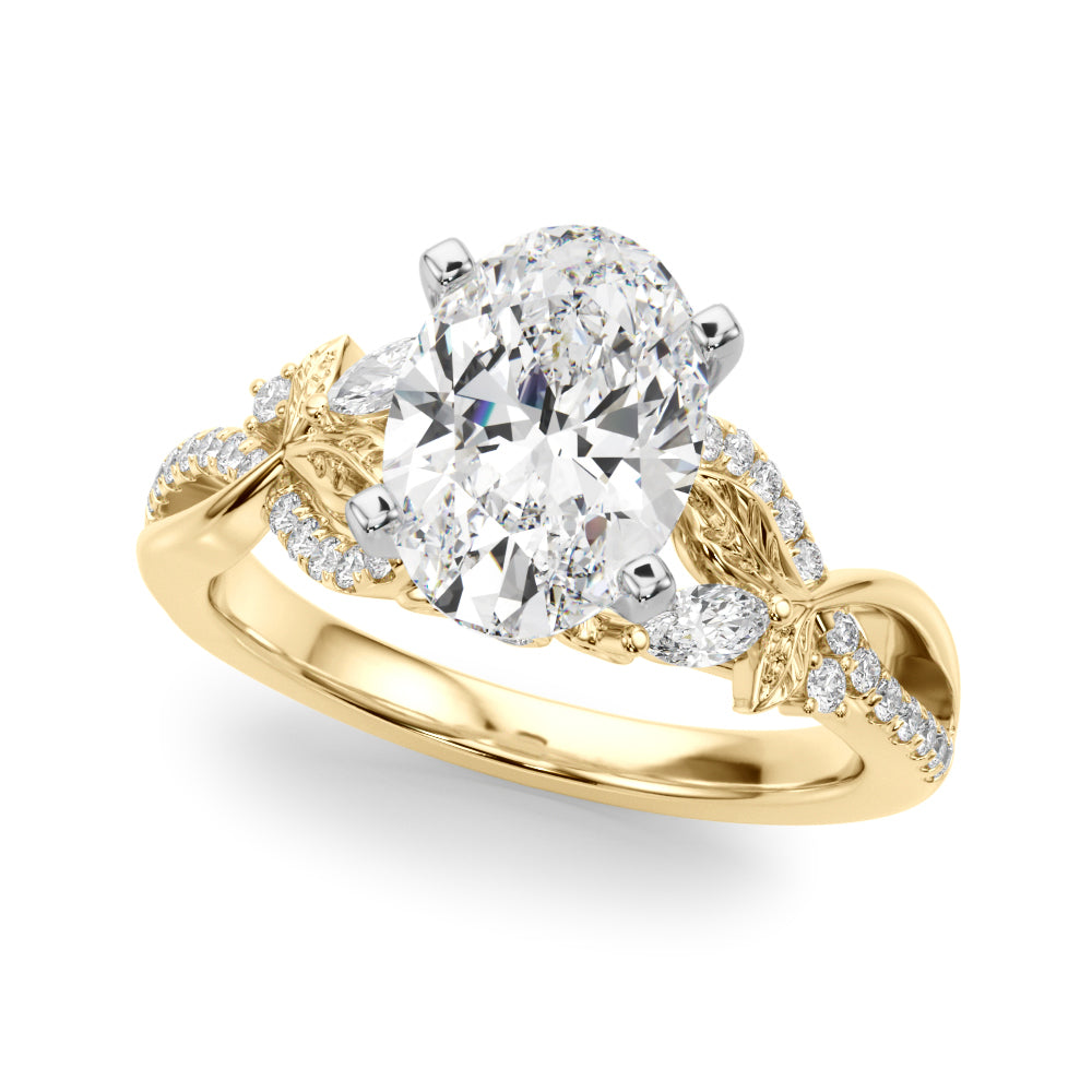 Statement Center Round Diamond Engagement Ring — 9K/18K Gold & Platinum