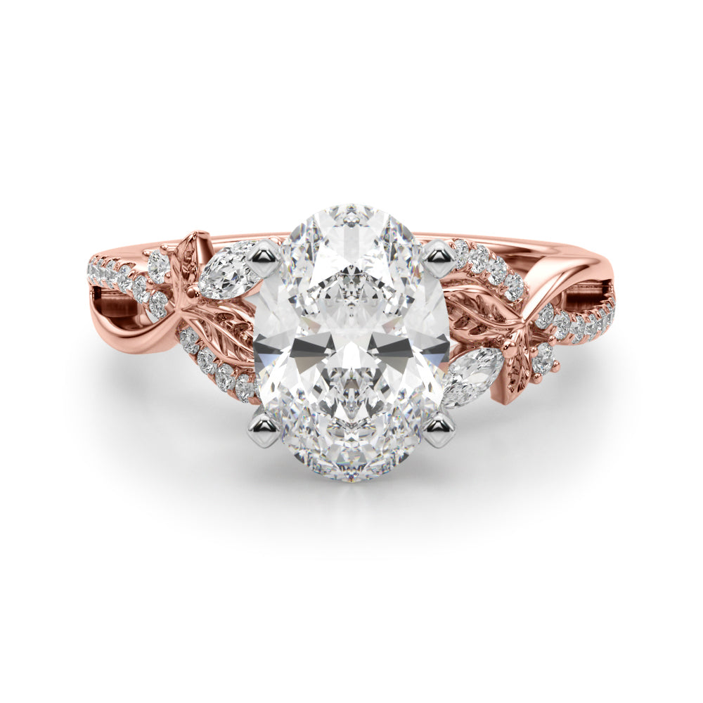 Statement Center Round Diamond Engagement Ring — 9K/18K Gold & Platinum