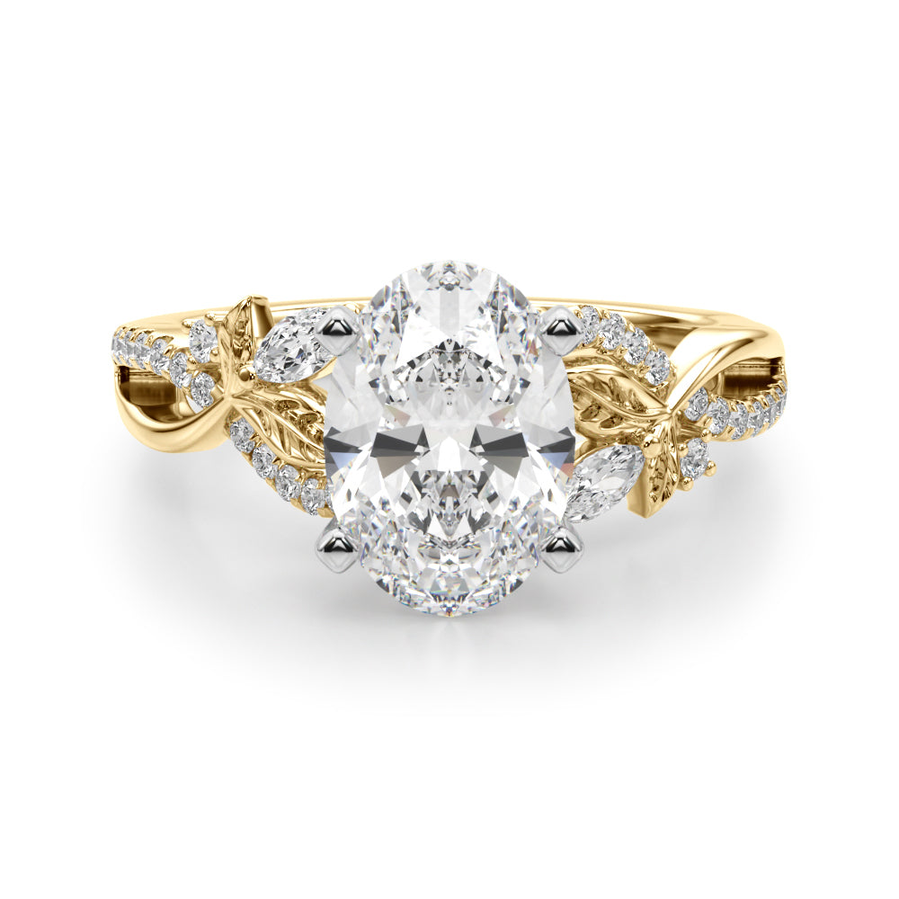 Statement Center Round Diamond Engagement Ring — 9K/18K Gold & Platinum