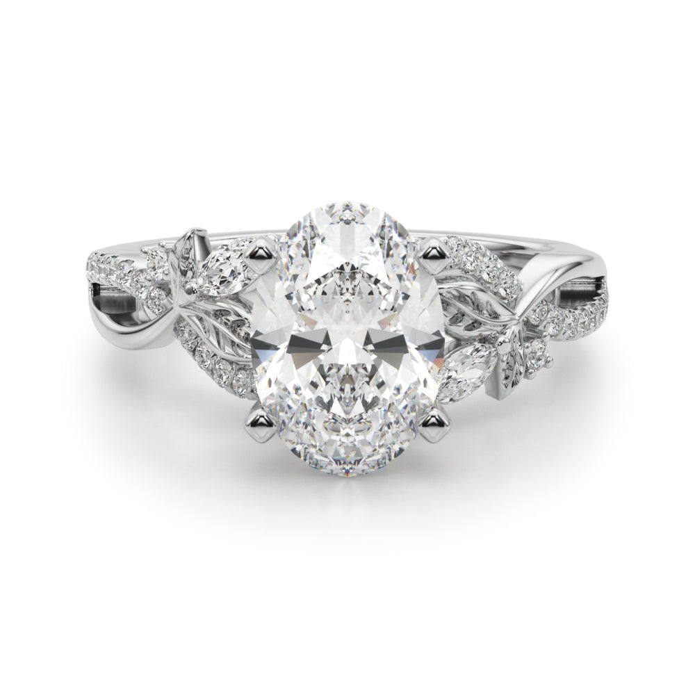 Statement Center Round Diamond Engagement Ring — 9K/18K Gold & Platinum