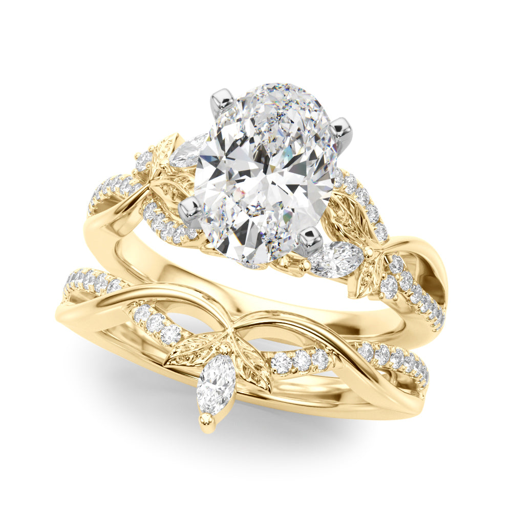 Statement Center Round Diamond Engagement Ring — 9K/18K Gold & Platinum