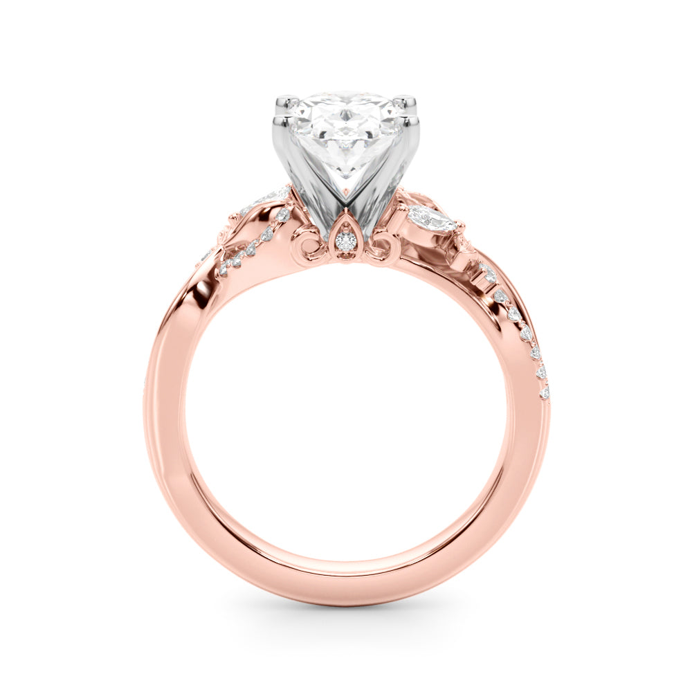 Statement Center Round Diamond Engagement Ring — 9K/18K Gold & Platinum