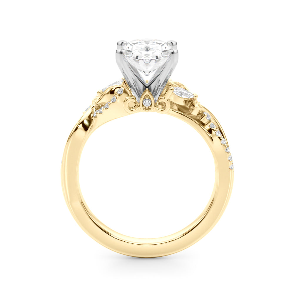 Statement Center Round Diamond Engagement Ring — 9K/18K Gold & Platinum
