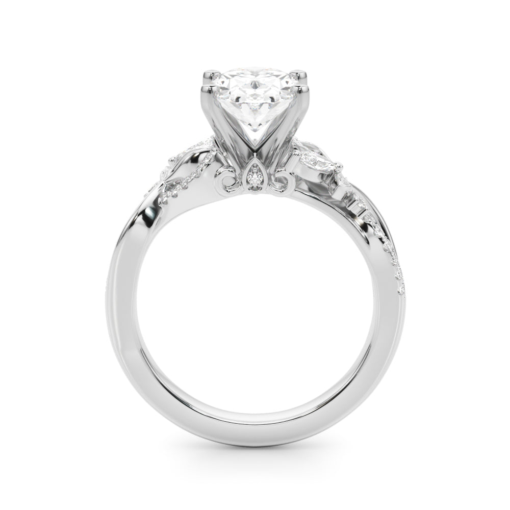 Statement Center Round Diamond Engagement Ring — 9K/18K Gold & Platinum