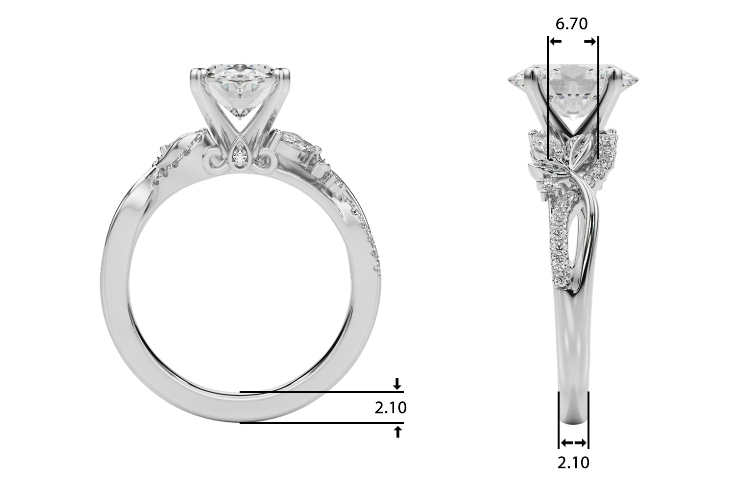 Statement Center Round Diamond Engagement Ring — 9K/18K Gold & Platinum