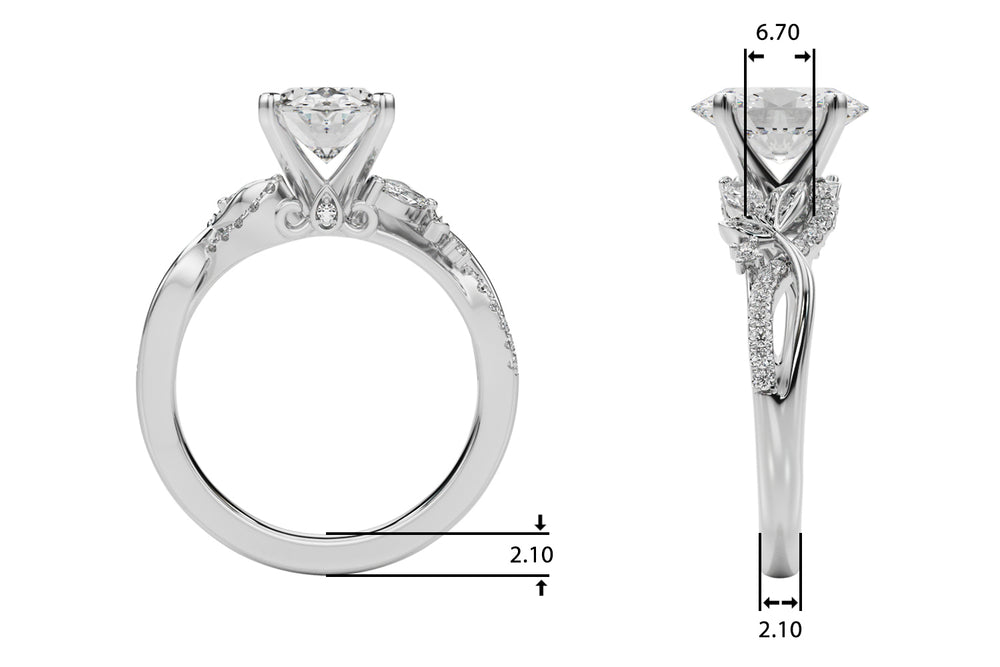 Statement Center Round Diamond Engagement Ring — 9K/18K Gold & Platinum