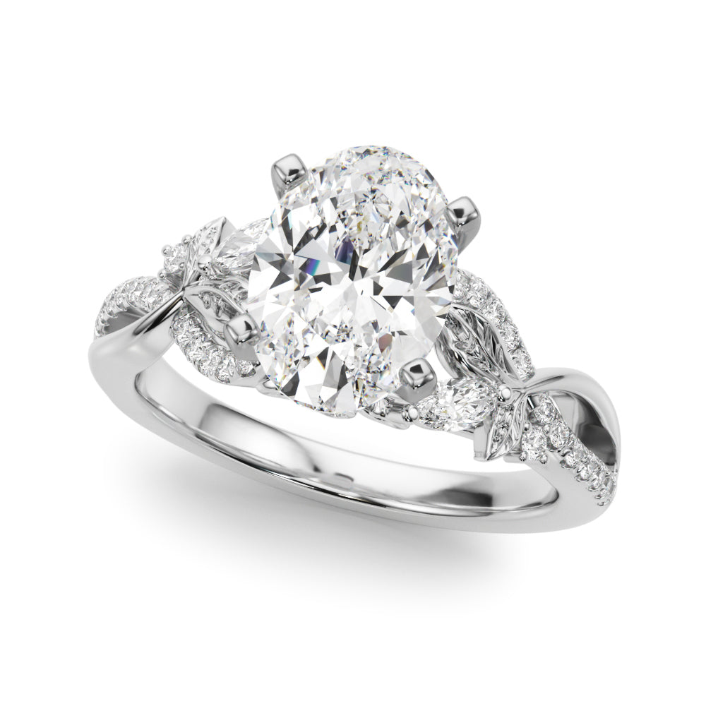 Statement Center Round Diamond Engagement Ring — 9K/18K Gold & Platinum