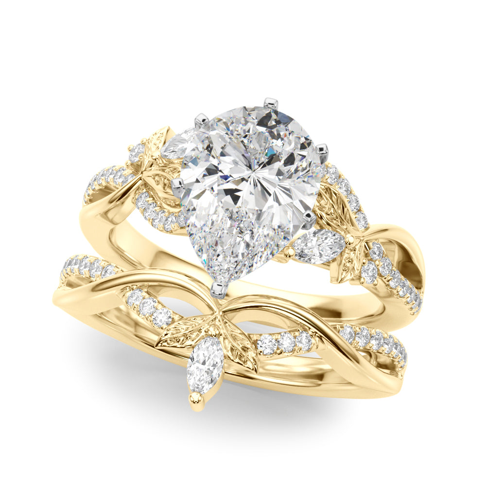 Statement Center Round Diamond Engagement Ring — 9K/18K Gold & Platinum