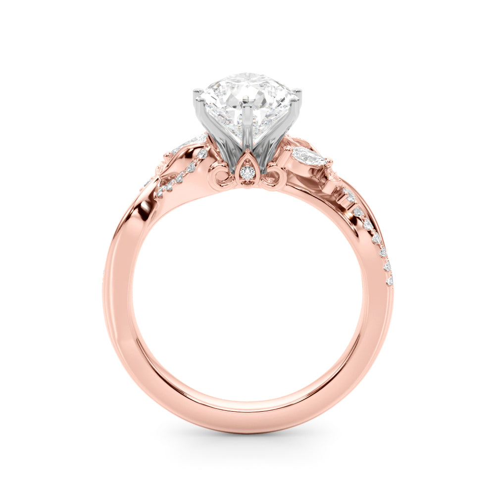 Statement Center Round Diamond Engagement Ring — 9K/18K Gold & Platinum