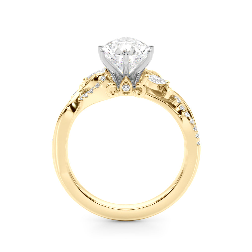Statement Center Round Diamond Engagement Ring — 9K/18K Gold & Platinum
