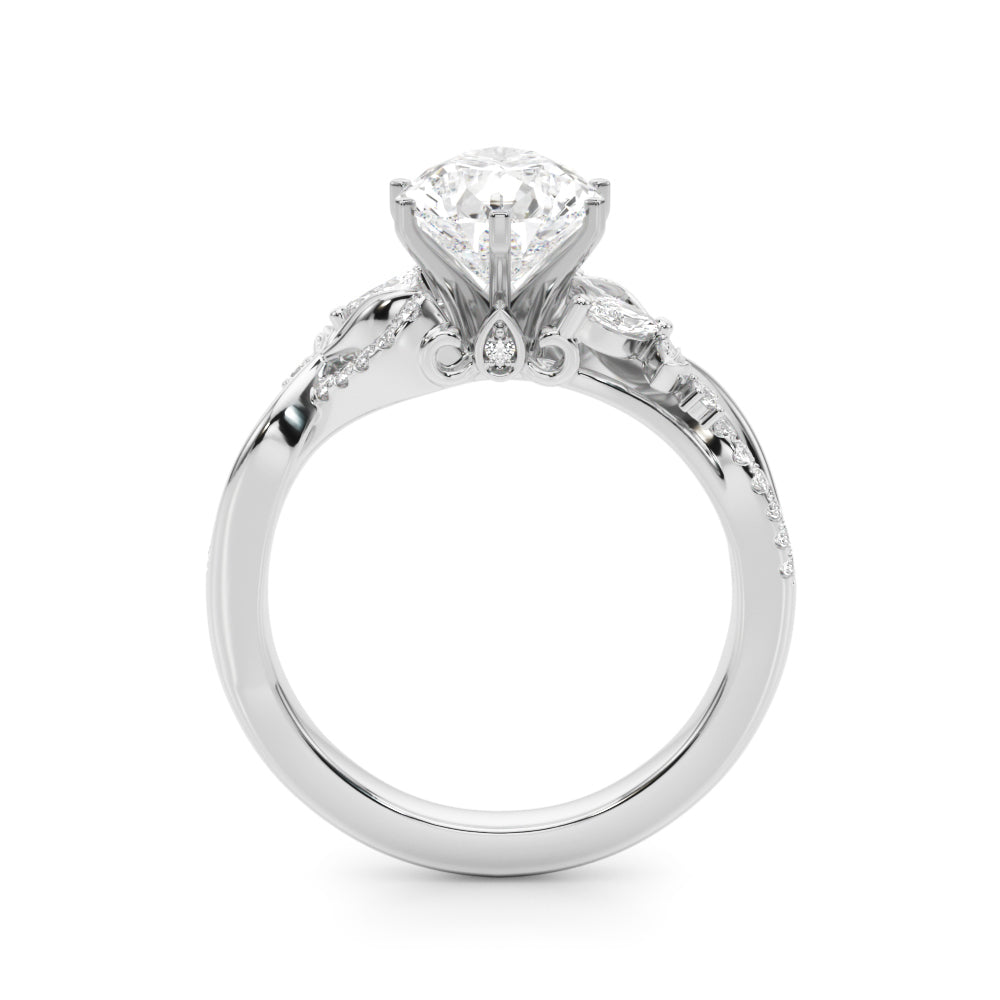 Statement Center Round Diamond Engagement Ring — 9K/18K Gold & Platinum