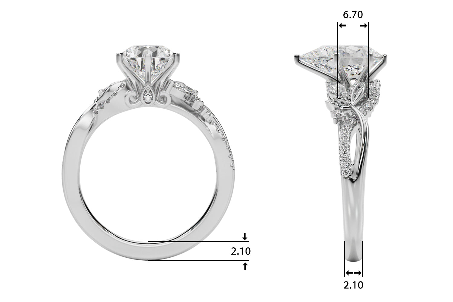 Statement Center Round Diamond Engagement Ring — 9K/18K Gold & Platinum
