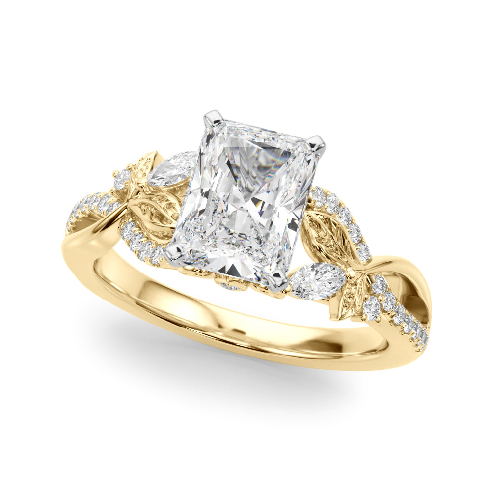 Statement Center Round Diamond Engagement Ring — 9K/18K Gold & Platinum