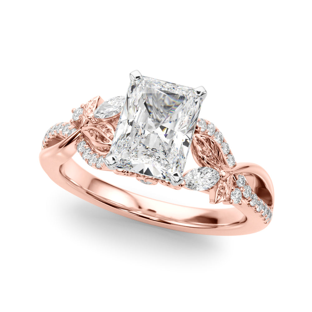 Statement Center Round Diamond Engagement Ring — 9K/18K Gold & Platinum