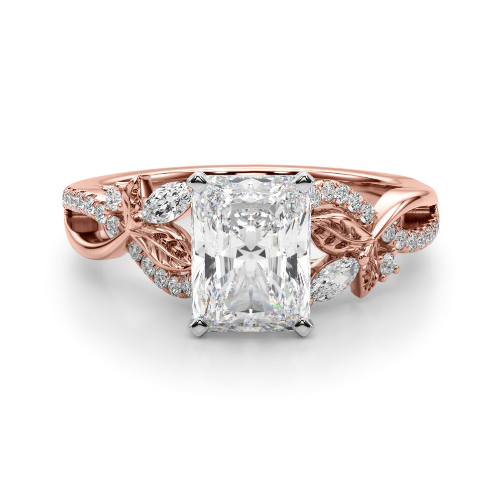 Statement Center Round Diamond Engagement Ring — 9K/18K Gold & Platinum