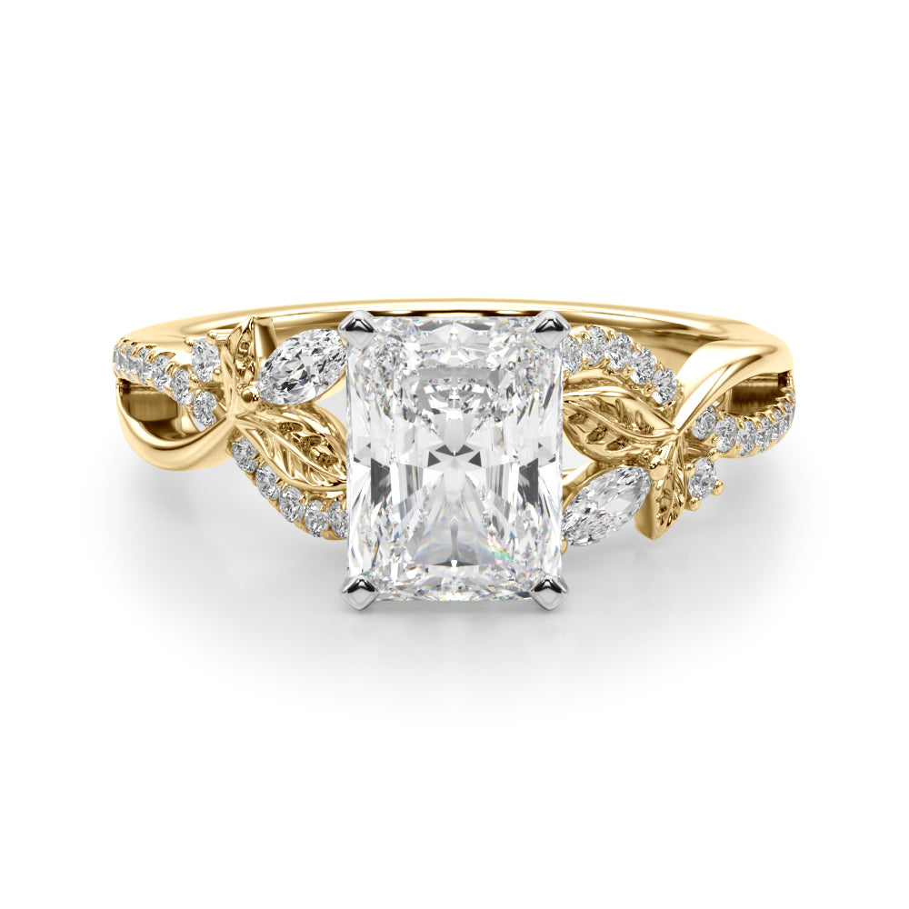 Statement Center Round Diamond Engagement Ring — 9K/18K Gold & Platinum