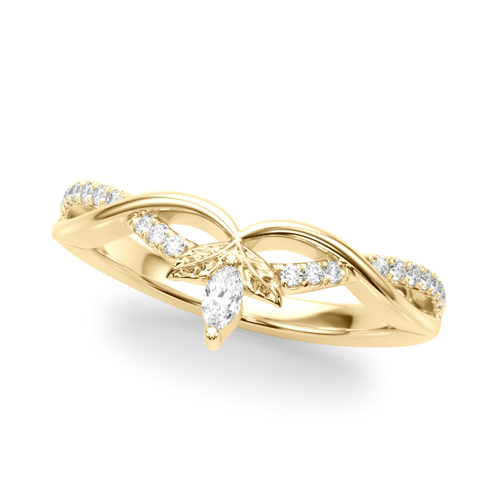 Twisting Nature-Inspired Half Eternity Ring in Gold & Platinum