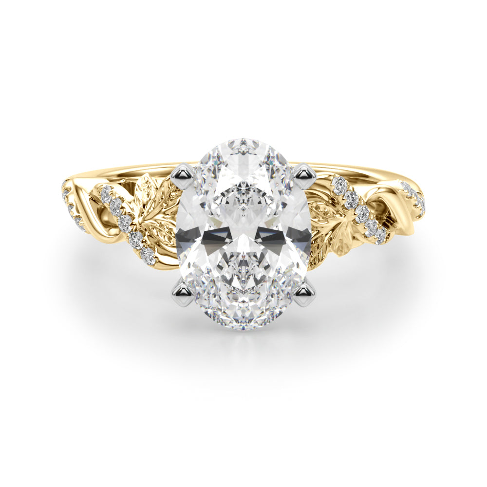Dazzling Center Oval Diamond Engagement Ring — 9K/18K Gold & Platinum