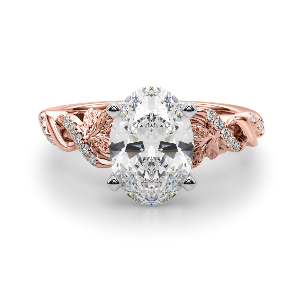 Dazzling Center Oval Diamond Engagement Ring — 9K/18K Gold & Platinum