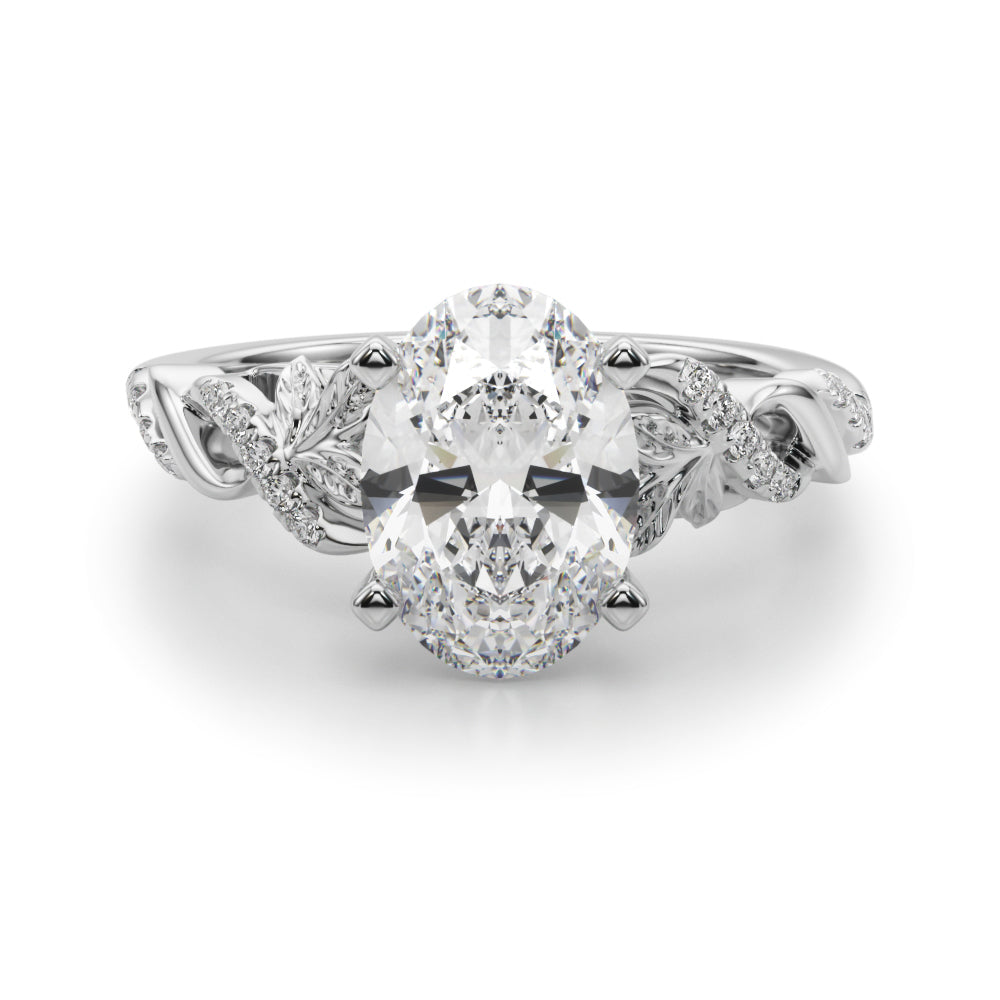 Dazzling Center Oval Diamond Engagement Ring — 9K/18K Gold & Platinum