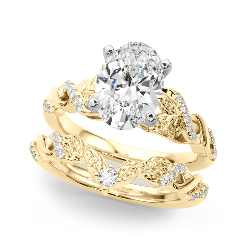 Dazzling Center Oval Diamond Engagement Ring — 9K/18K Gold & Platinum