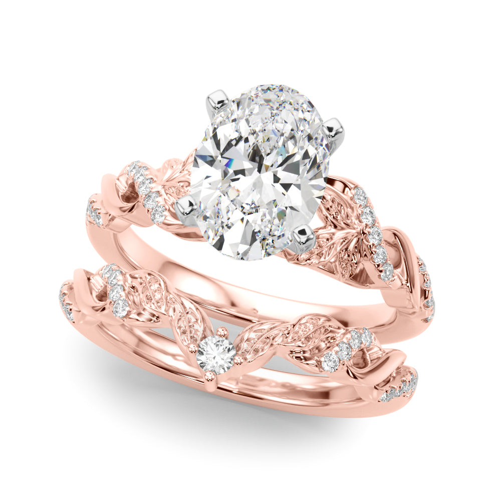 Dazzling Center Oval Diamond Engagement Ring — 9K/18K Gold & Platinum