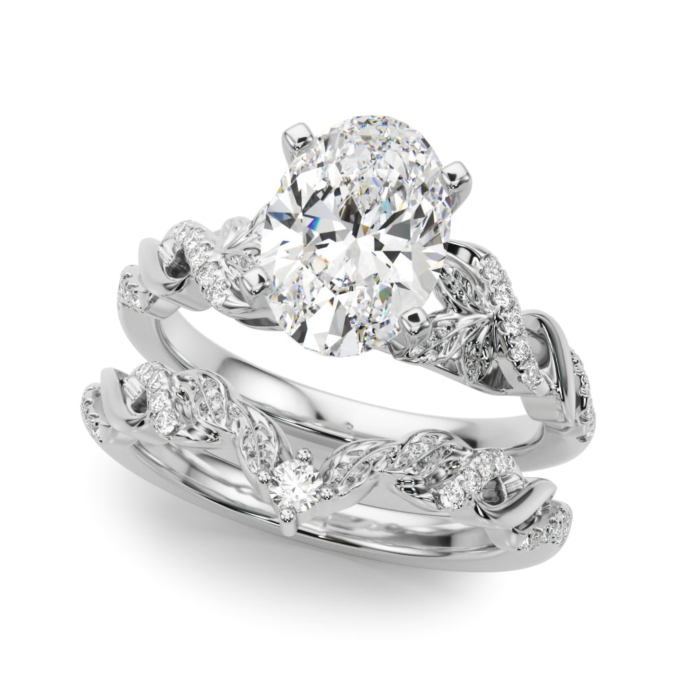 Dazzling Center Oval Diamond Engagement Ring — 9K/18K Gold & Platinum